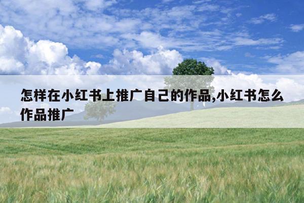怎樣在小紅書上推廣自己的作品,小紅書怎么作品推廣